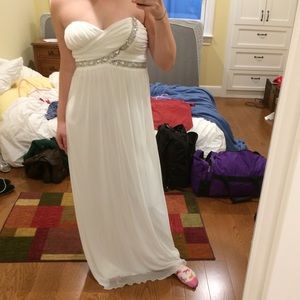 White beaded prom dress